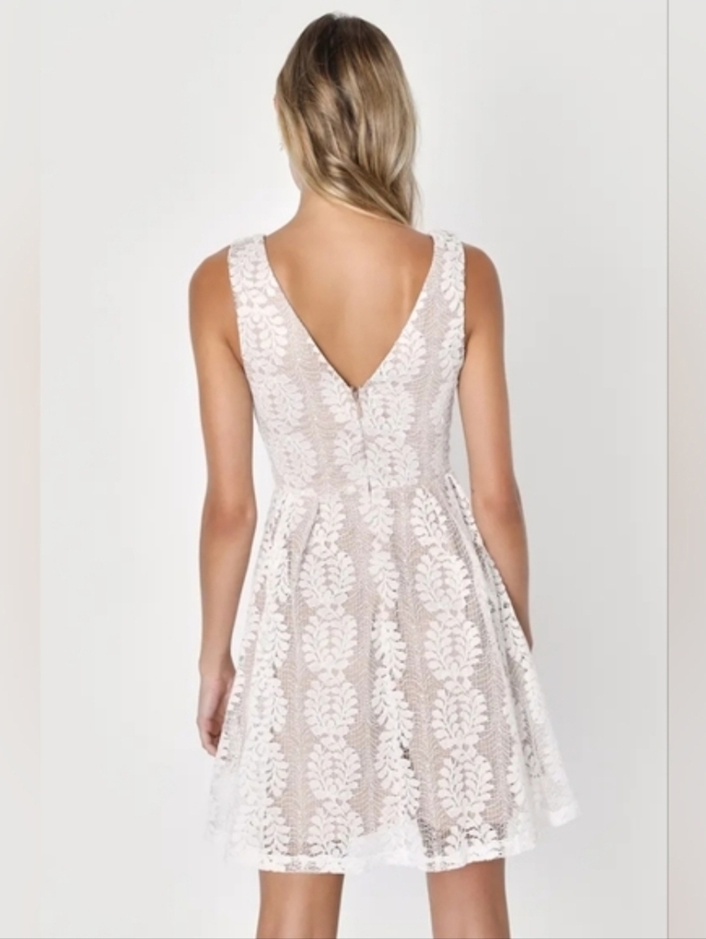 Lulus All My Heart Skater Mini Dress White Lace Bridal Summer Graduation Small - Picture 2 of 9
